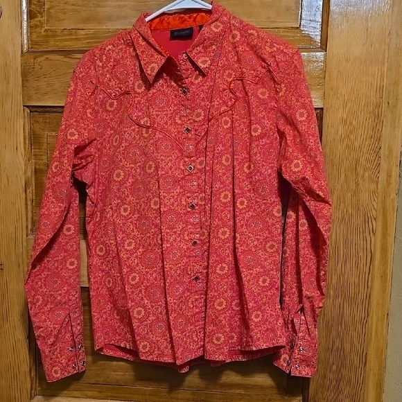 Wrangler Red and Gold LS Shirt L - Picture 1 of 5